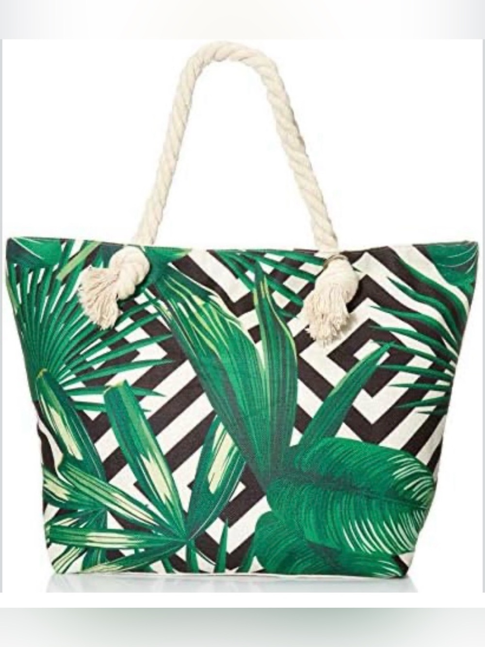 SPACIOUS 🌴💚TROPICAL💚🌴 ROPE HANDLE EXTRA LARGE BEACH TOTE BAG 🌟NEW🌟